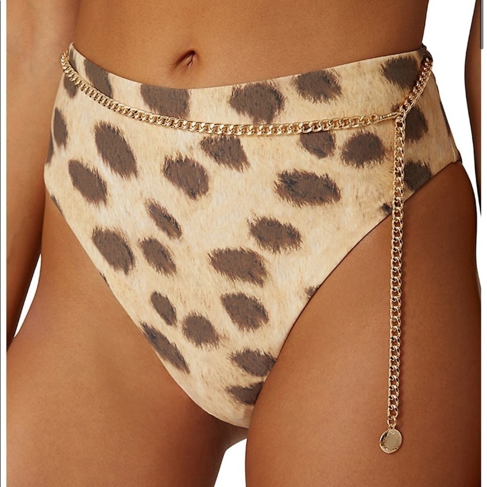 WeWoreWhat Belted Emily Bikini Bottom Leopard Tan